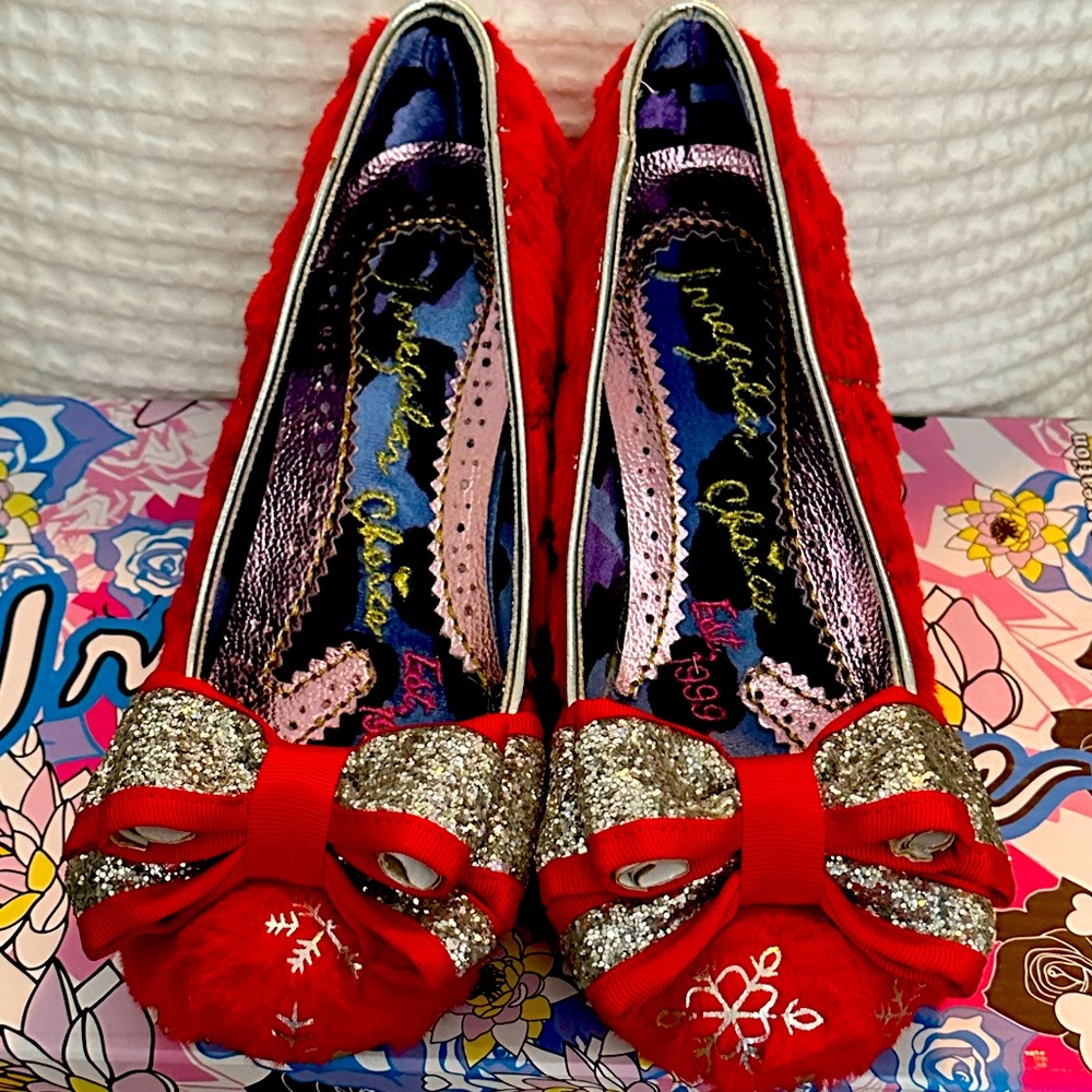 Irregular Choice Red Snowflake Faux Fur Ban Joes Size EU 37